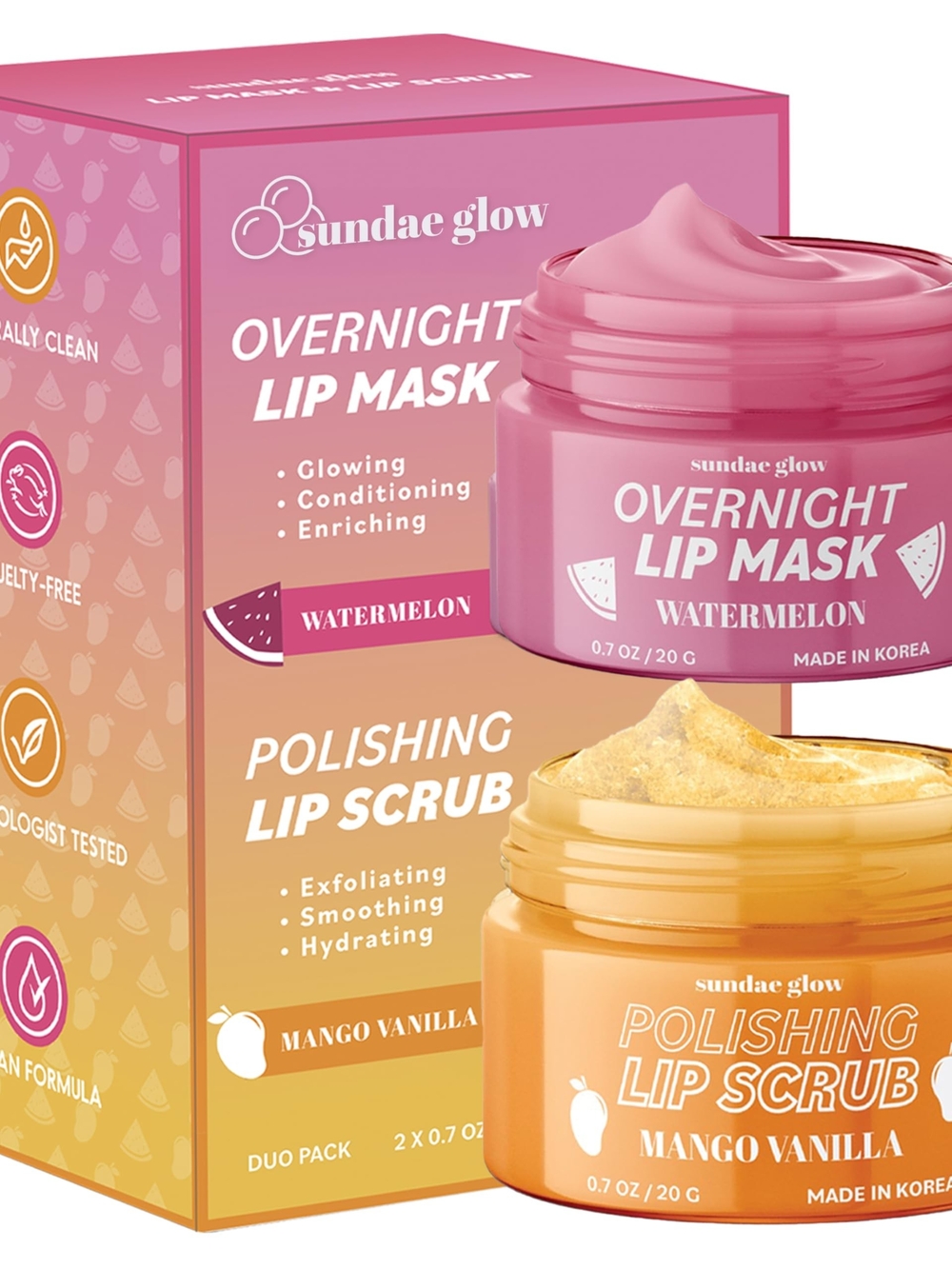 Sundae Glow Overnight Lip Mask and Polishing Lip Scrub